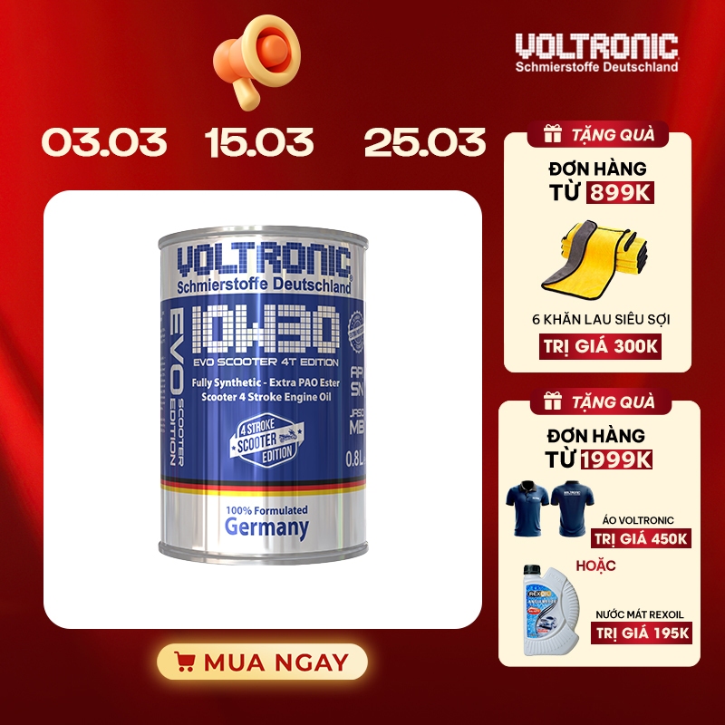 (Tay ga 10w30) Dầu nhớt xe tay ga Voltronic Evo scooter 10w30 4T Edition - Fully Synthetic - Extra P