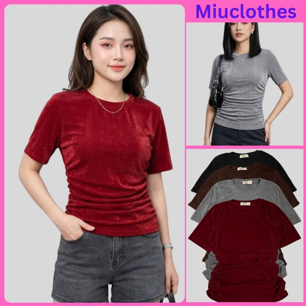 Áo Thun Nhũ Bling Bling Tay Ngắn AT 099, Chất Thun Bling Co Giãn Tốt Nhún Eo Mát Mẻ Bigsize 58-85kg