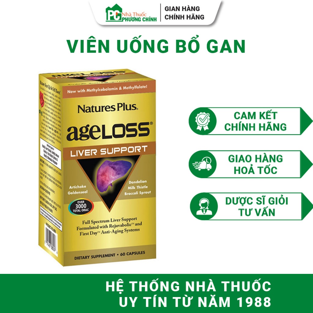 Viên Uống Bổ Gan NaturesPlus Ageloss Liver Support - Hỗ Trợ Chức Năng Gan Khoẻ Mạnh 90 Viên/Hộp