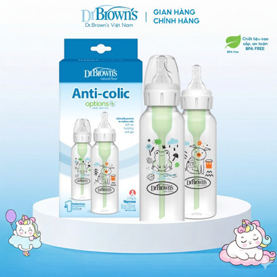Combo 2 bình sữa Dr.Brown's cổ hẹp nhựa PP Option Plus, dung tích 250ml.