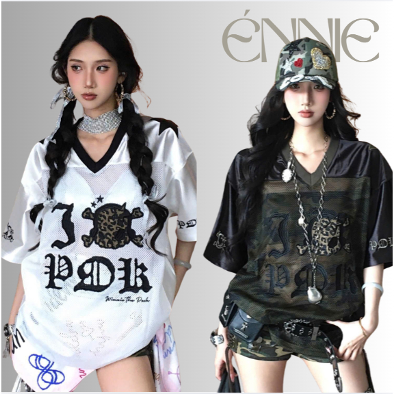 Áo Jersey Oversize In Chữ Phong Cách HipHop Streetwear, Áo thun nữ mẫu hot 2026 – ÉNNIE