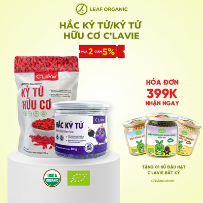 Kỷ tử hữu cơ C'LaVie 170g (34g x 5 gói) - Kỷ tử đỏ/Hắc kỷ tử