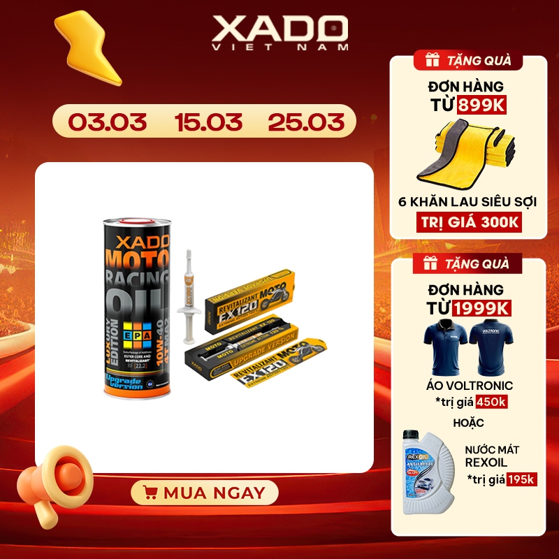Combo nhớt xe số XADO racing upgrade 10w40 1L + Phụ gia Xado Ex120 Moto 4ml - XADO store offcial