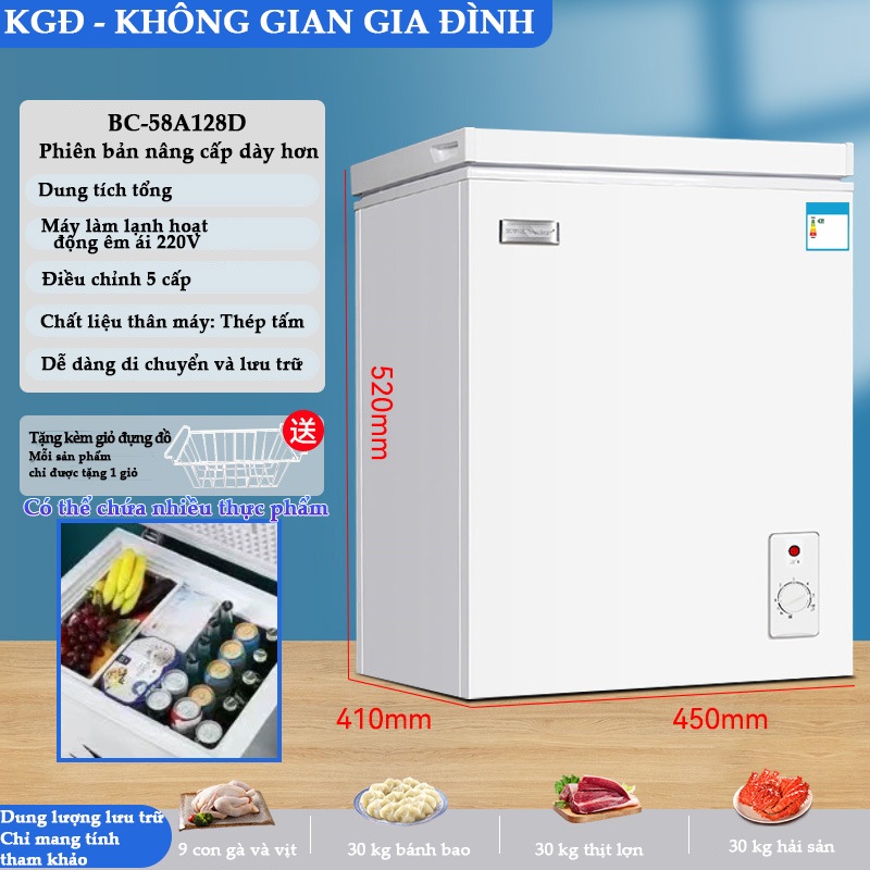 Tủ Đông Mini 65 Lít Cấp Đông Nhanh – Tiết Kiệm Điện Cấp 1, 5 Mức Nhiệt, Trữ Sữa Mẹ, Thực Phẩm, Làm Đá