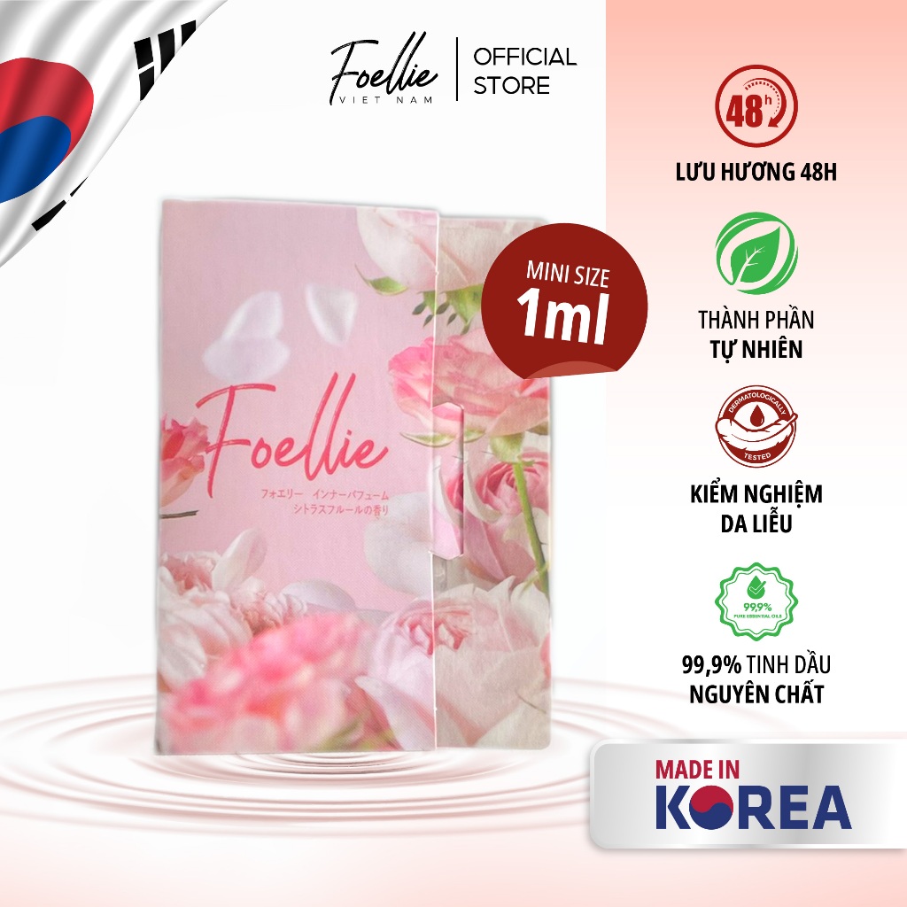 [Mini 1ml] Nước Hoa Vùng Kín Foellie Cao Cấp Hàn Quốc, An Toàn Với Mọi Loại Da 1ml