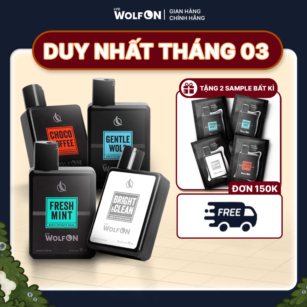 Dung Dịch Vệ Sinh Nam Giới LYD Wolf ON Hương Thơm Nam Tính Khử Mùi Sạch Khuẩn 95ml 150ml