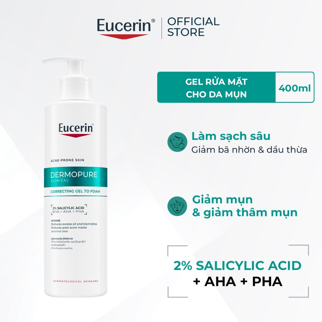 [KOL x Eucerin] Gel rửa mặt cho da mụn Eucerin Eucerin® DermoPure Clinical Correcting Gel To Foam 40