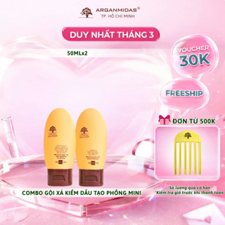 [Combo Mini] Dầu gội kiềm dầu tạo phồng chân tóc và dầu xả siêu dưỡng ẩm phục hồi tóc hư tổn Arganmidas - 50ml
