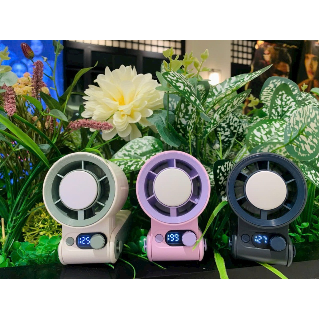 Quạt Cầm Tay JF168 – Pin 6000mAh,Xò Lạnh, 199 Tốc Độ Gió. Cổ Gập Được 90 độ Và Có Dây Đeo