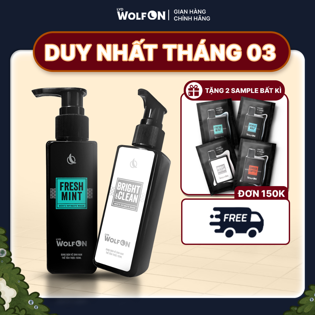 Dung Dịch Vệ Sinh Nam Giới LYD Wolf ON Hương Thơm Nam Tính Làm Sạch Dịu Nhẹ, Giúp Khử Mùi 150ml