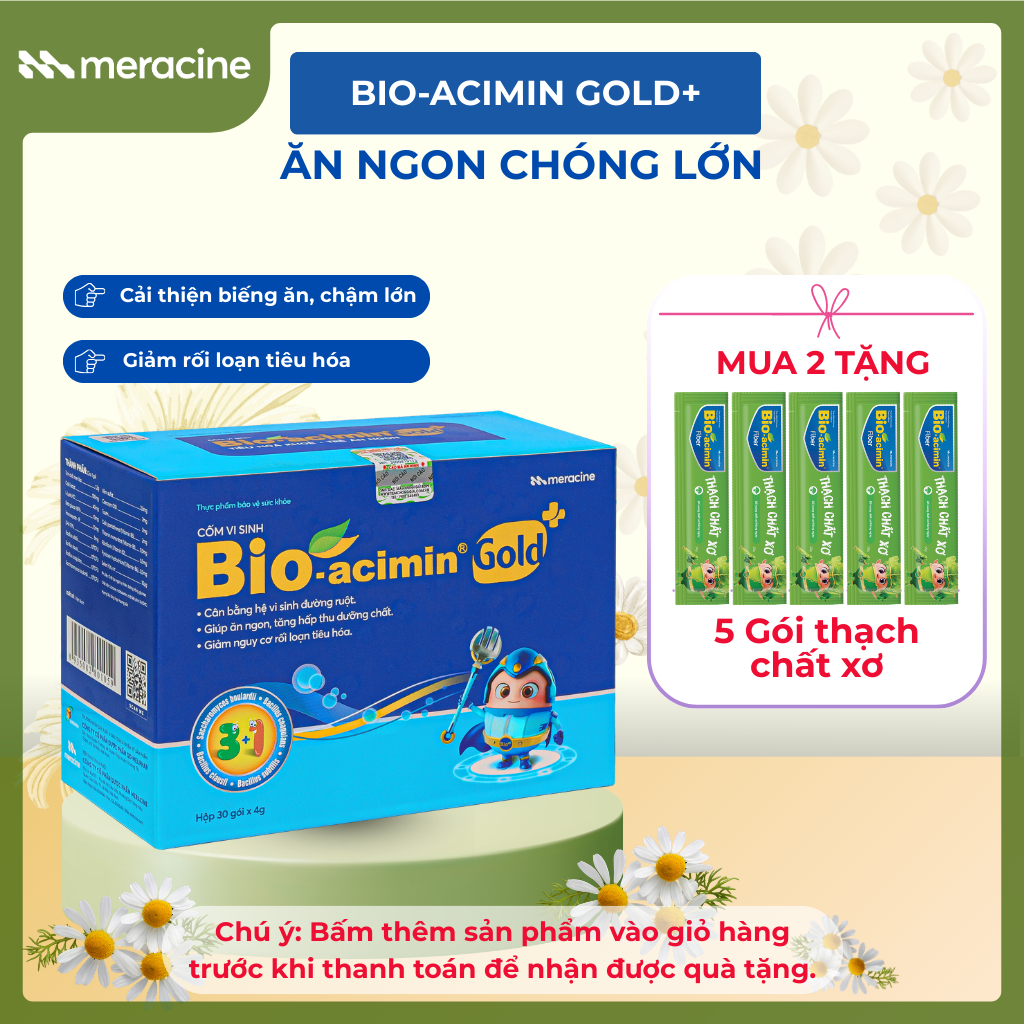 Cốm vi sinh Bio acimin Gold hỗ trợ trẻ ăn ngon tự nhiên bổ sung vi chất và các amin thiết yếu hộp 30 gói