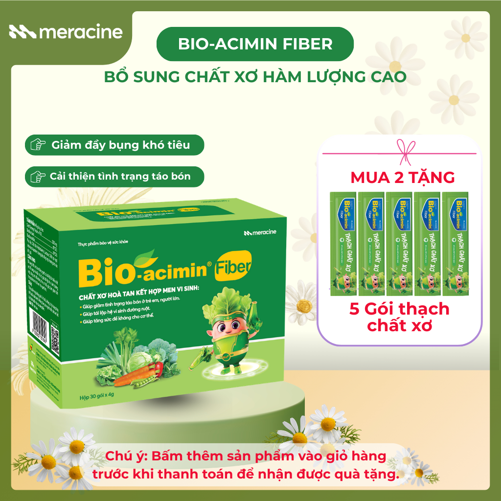 Cốm vi sinh Bio acimin Fiber bổ sung chất xơ tự nhiên cải thiện tình trạng táo bón hộp 30 gói