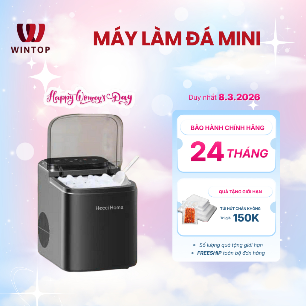 [Hecci Home] Máy làm đá mini Hecci Home làm đá nhanh 6–8 phút tiện lợi