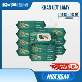 [HỎA TỐC HN-TPHCM] Thùng 10 gói khăn ướt Lamy gói 100 tờ không mùi
