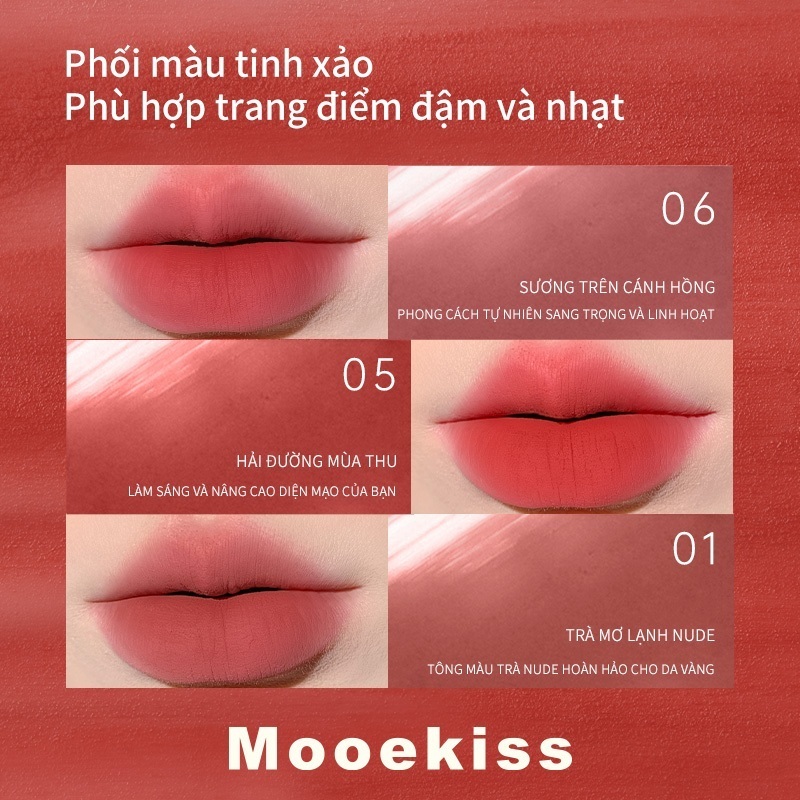 [KOC] Combo 2 Son lì môi Mooekiss màu lì không khô không dính bảng màu hợp nhiều phong cách Red 3gx2 | BigBuy360 - bigbuy360.vn