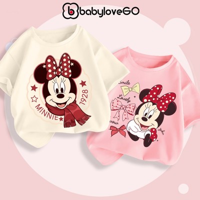 Áo thun bé gái BabyloveGO 2026 áo phông cộc tay in hình Minnie độc đáo cho bé 1-10 tuổi