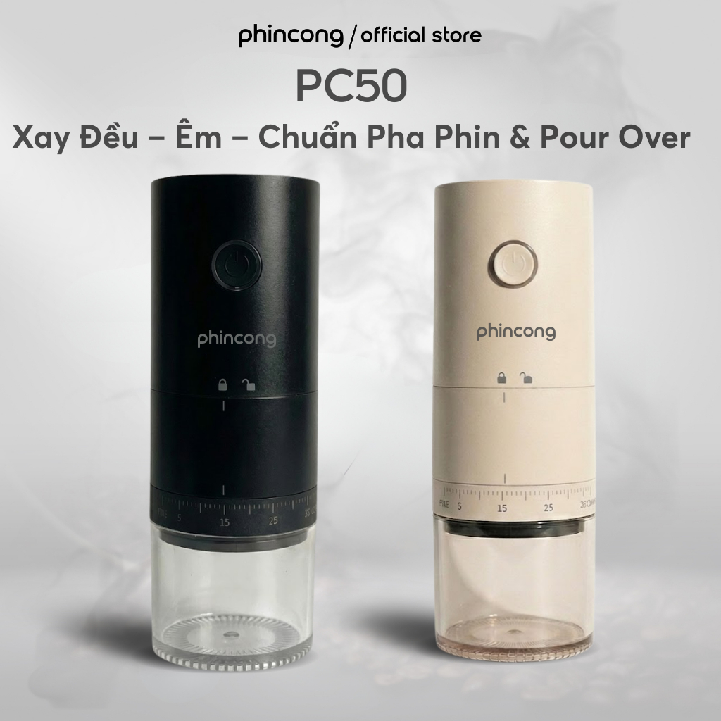 Máy Xay Cà Phê cầm tay di động Phincong PC50 38 Cấp Độ Mịn + Tặng 50g Hạt Robusta