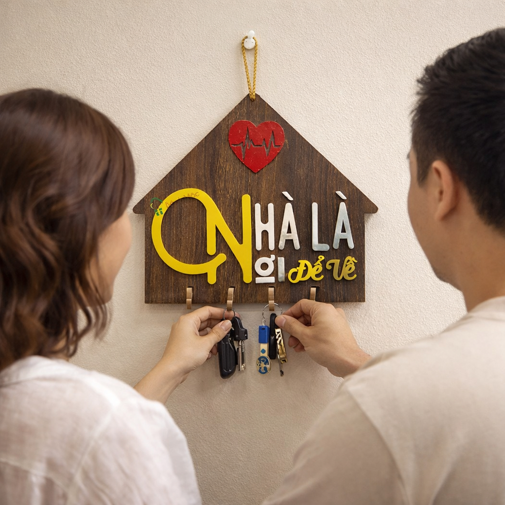 Bảng Treo Móc Chìa Khoá Vô Cùng Tiện Lợi, Xinh Xắn, Bảng Gỗ Decor Nhà, Của Hàng, Văn Phòng