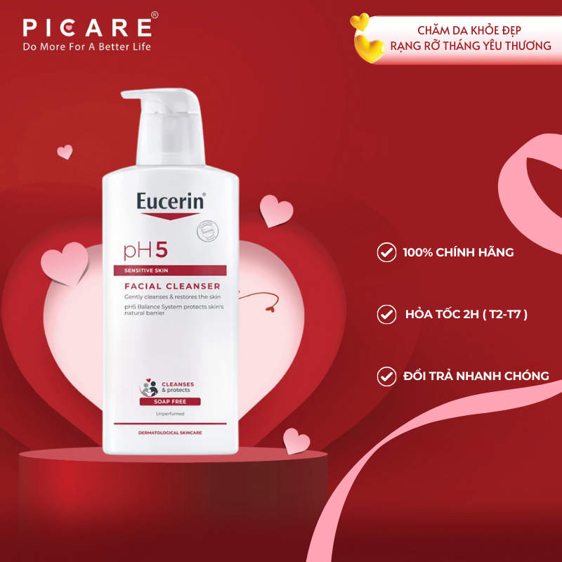 Sữa rửa mặt pH5 cho da nhạy cảm Eucerin Facial Cleanser Sensitive Skin