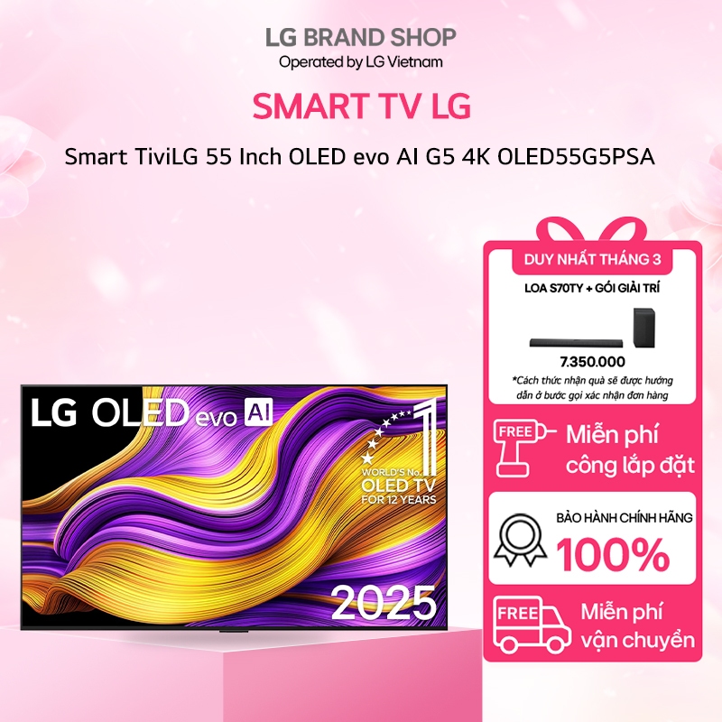 [ Chỉ giao miền Bắc] OLED55G5PSA - TV thông minh LG 55 Inch OLED evo AI G5 4K OLED55G5PSA