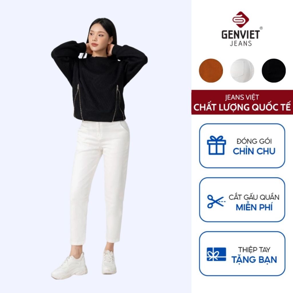 Quần Dài Nữ GENVIET vải Kaki Trẻ Trung Col Thụn 8397