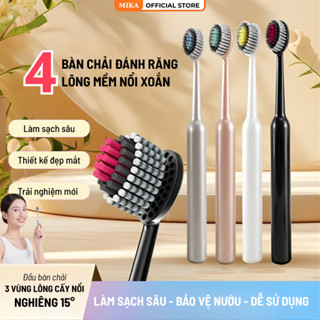 Combo 4 Bàn Chải Đánh Răng Lông Mềm Xoắn Nổi MIKA Làm Sạch Sâu Bảo Vệ Nướu Hiệu Quả
