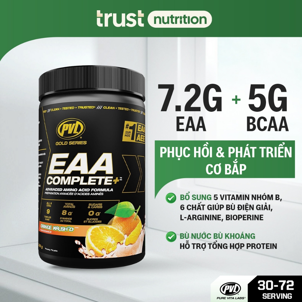 Bột điện giải phục hồi và phát triển cơ bắp PVL EAA Complete, hỗ trợ tăng tốc độ phục hồi