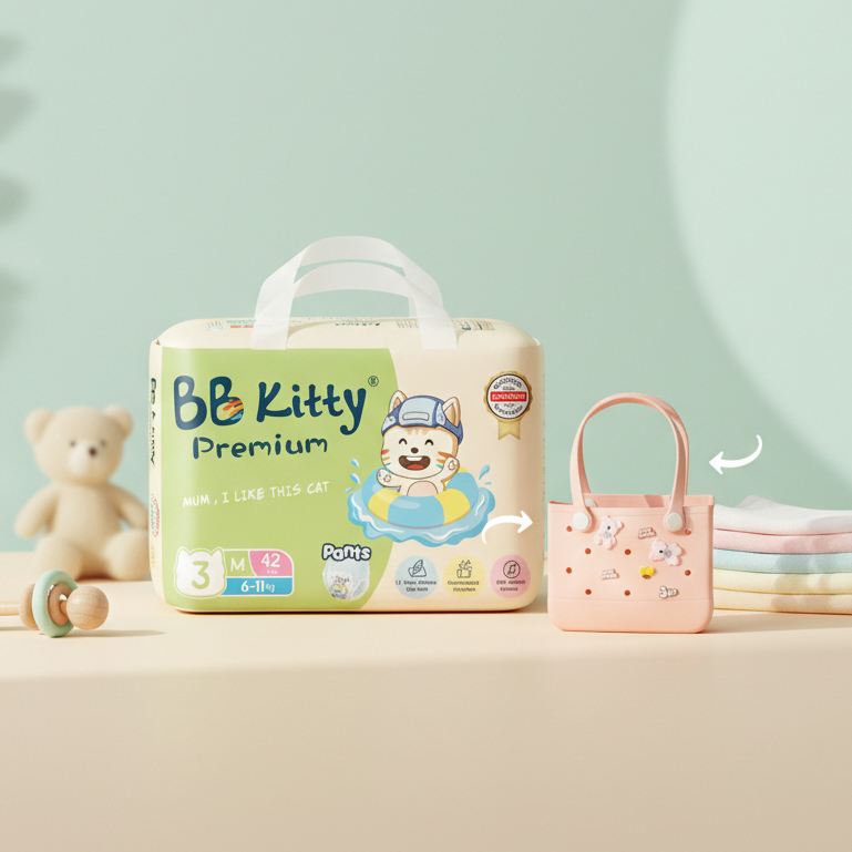 BỈM BB KITTY / Mua 1 Bịch Bỉm BB Kitty Premium TẶNG 1 TÚI EVA