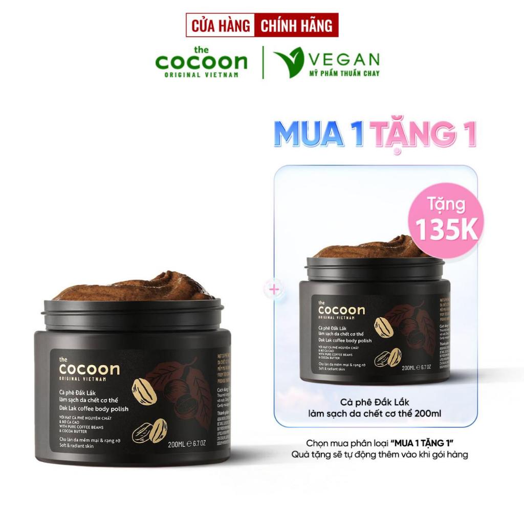 CÀ PHÊ ĐẮK LẮK LÀM SẠCH DA CHẾT CƠ THỂ THE COCOON VIỆT NAM 200ML VEGAN - Mỹ phẩm thuần chay