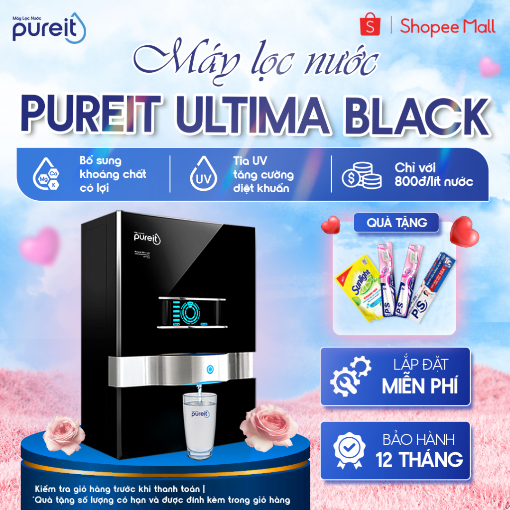 [LẮP ĐẶT 0Đ] Máy Lọc Nước treo tường/ để bàn Pureit Ultima Đen [BH 12 THÁNG]