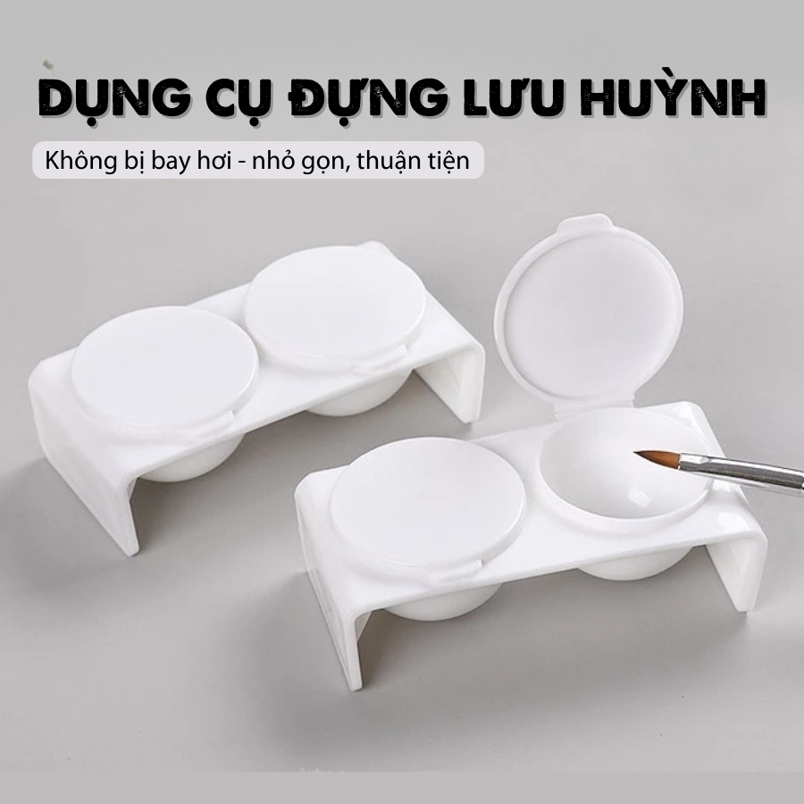 Hũ Đựng Lưu Huỳnh 2 Ngăn Nhựa Có Nắp Đậy Kín | Hộp Đựng Lưu Huỳnh Làm Nail 2 Ngăn Tiện Lợi