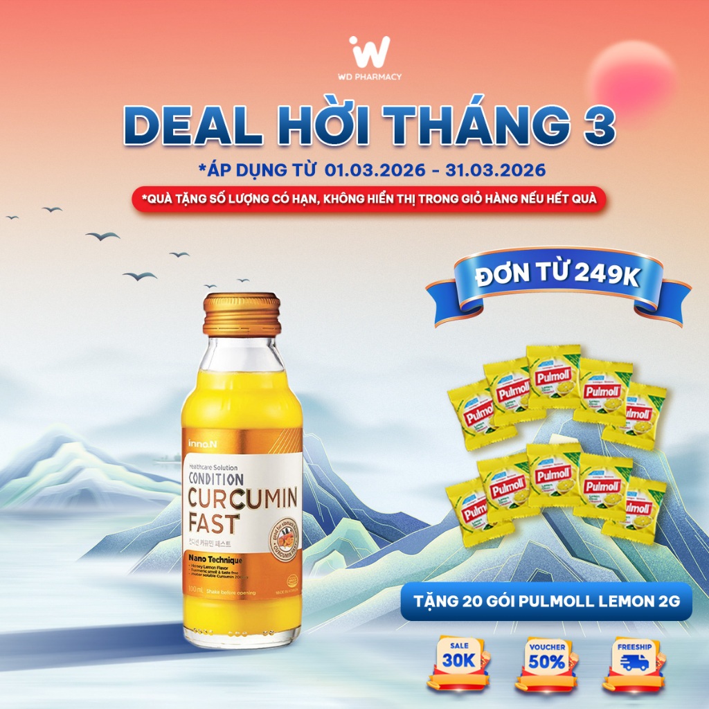 Nước tinh nghệ Nano Condition Curcumin Fast bảo vệ chức năng dạ dày