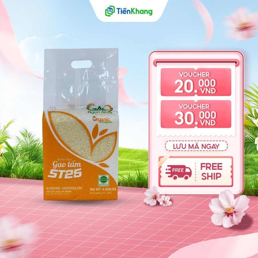 Gạo Tấm ST25 - Túi (2kg) - Gạo tấm hữu cơ 6 tháng - Cơm mềm xốp, thơm ngon đặc trưng của gạo ST25