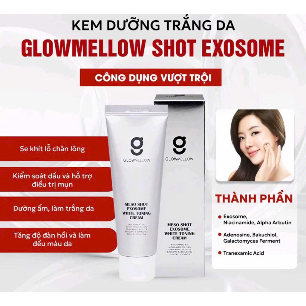 Kem dưỡng trắng da, mờ nám meso exosome Glow Mellow 60g