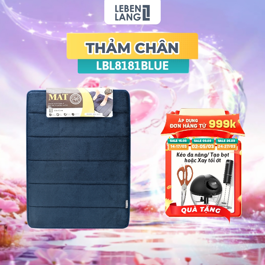 Thảm lau chân Lebenlang LBL8181 thấm hút nước đế cao su chống trơn trượt phòng tắm - hàng chính hãng