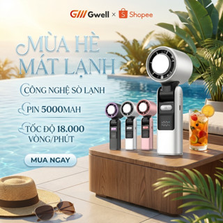 Quạt Cầm Tay Mini  Tubor Tốc Độ Gió Siêu Mạnh Pin 5000mAh Có Sò Lạnh Gập Gọn 180 Độ Có Đèn Pin