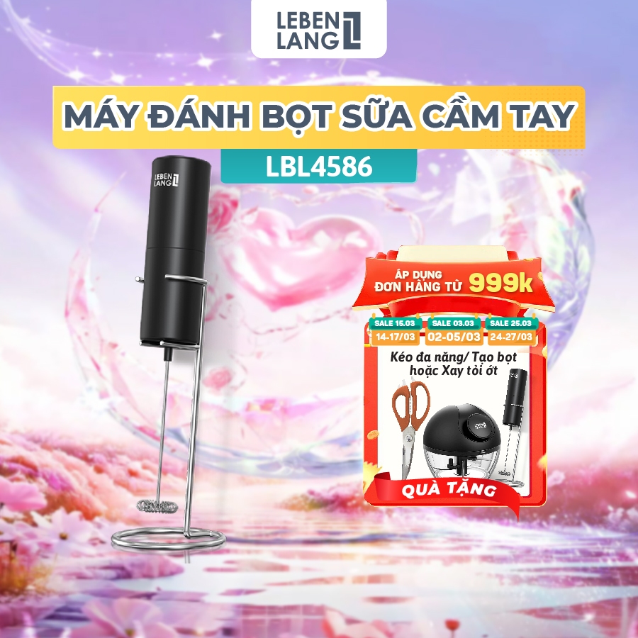 Máy đánh bọt cầm tay Lebenlang LBL4586, chạy bằng PIN 2A tiện lợi, công suất 10W – hàng chính hãng