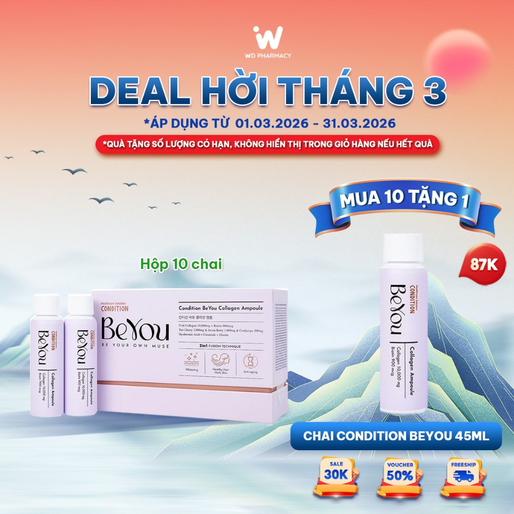Thực phẩm bổ sung Hộp 10 chai COLLAGEN 10,000MG CONDITION BEYOU AMPOULE 50ml