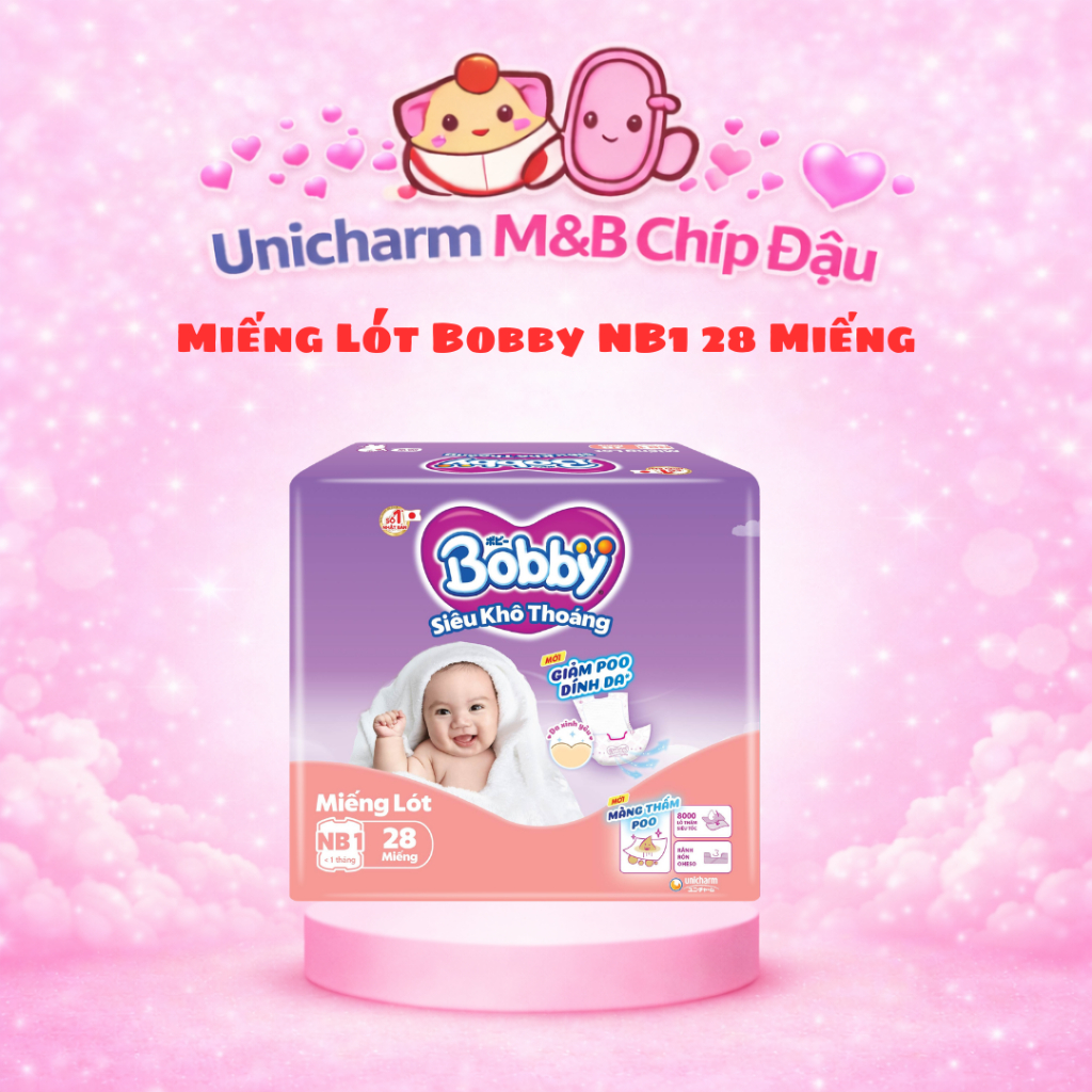 Miếng Lót Bobby NB1 28 miếng. Chính hãng Unicharm