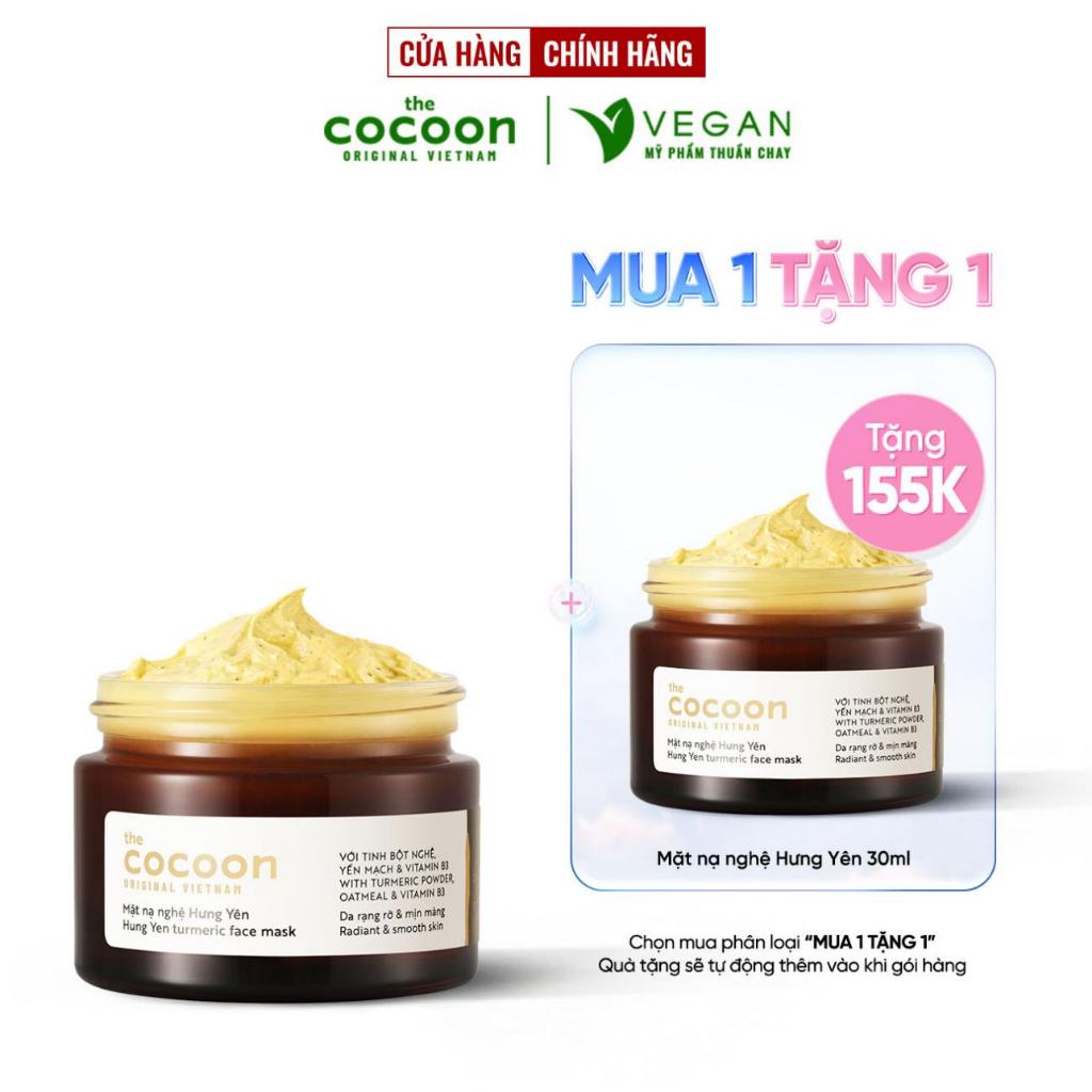 Mặt nạ đất sét nghệ Hưng Yên cocoon 30ml đều màu, giảm thâm - VEGAN - mỹ phẩm thuần chay