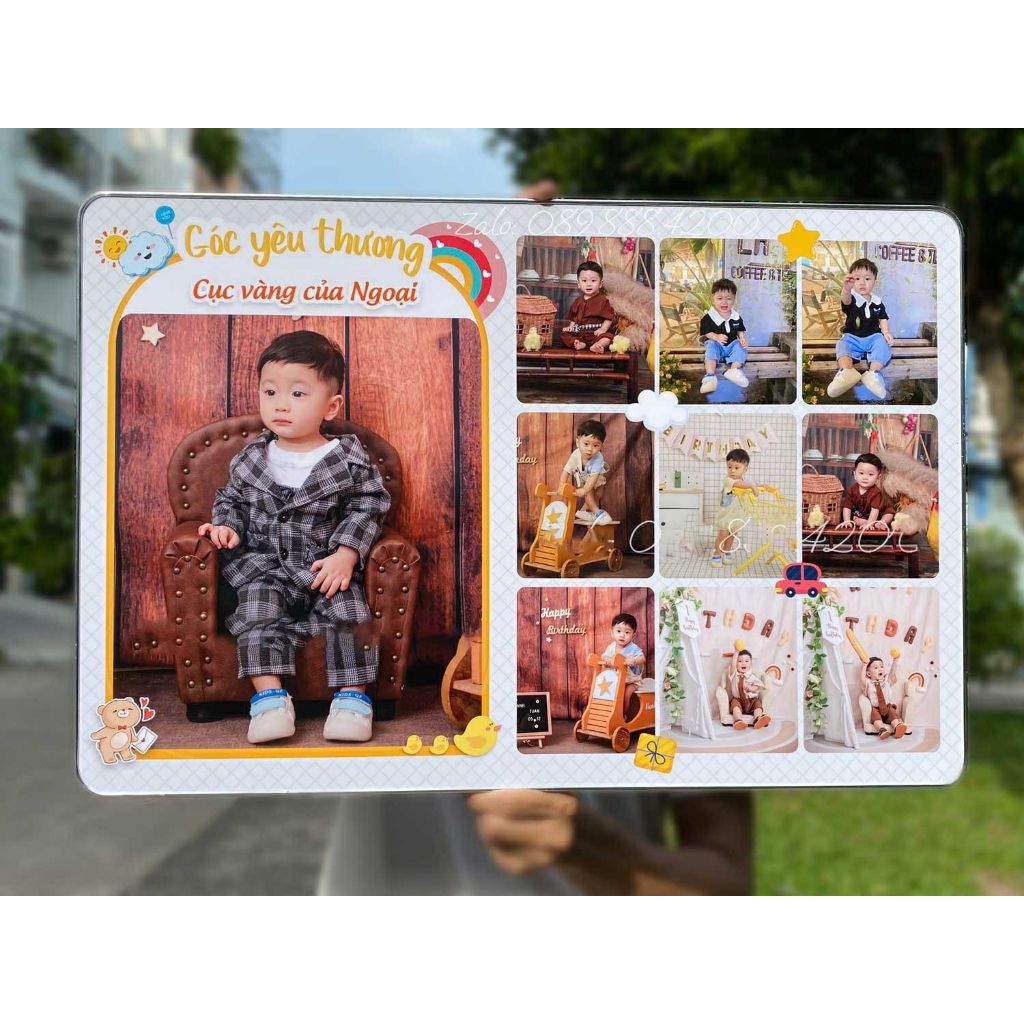 ẢNH GHÉP THÔI NÔI-SINH NHẬT CHO BÉ-IN ẢNH THEO YÊU CẦU-KHUNG ẢNH TRÁNG GƯƠNG MÊKA CAO CẤP
