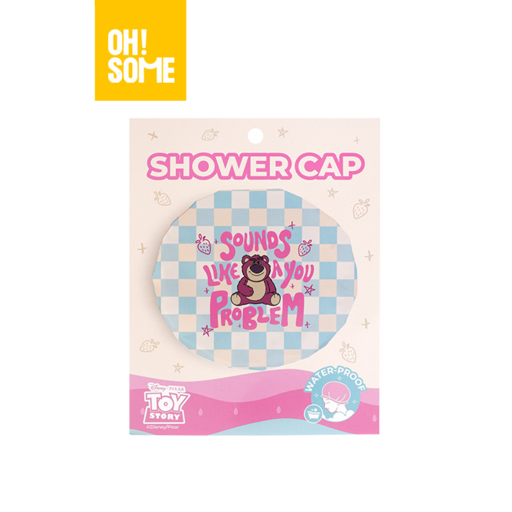 【OHSOME x Disney】- Mũ tắm trùm đầu chống nước Gấu dâu Lotso, co giãn tốt dùng được nhiều lần