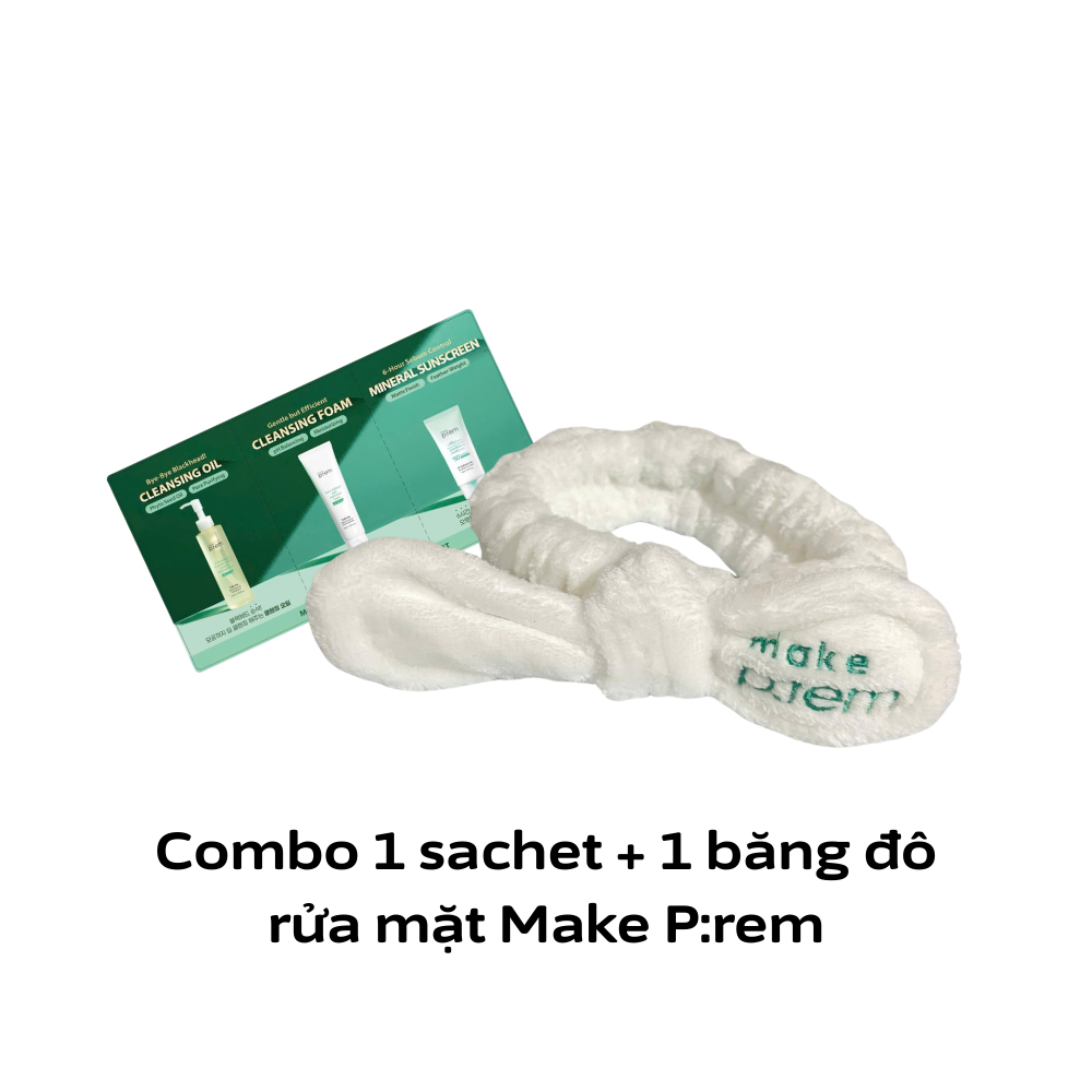 [QÙA TẶNG KHÔNG BÁN] Combo 1 sachet + 1 băng đô rửa mặt Make P:rem
