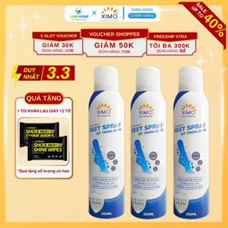 Chai xịt thơm chân Ximo Feet Spray 200ml, Xịt khử mùi giày công nghệ Ag+ diệt khuẩn lưu hương 24h