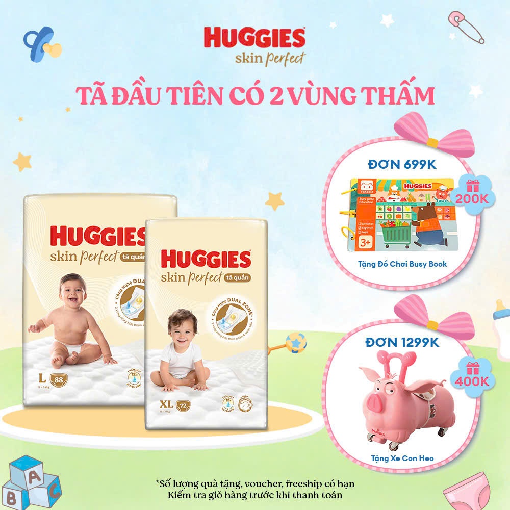 TÃ DÁN QUẦN HUGGIES SKIN PERFECT, SKIN CARE, NATURAL MADE NB76 S82 M79 M102 L92 XL76 XXL68.......