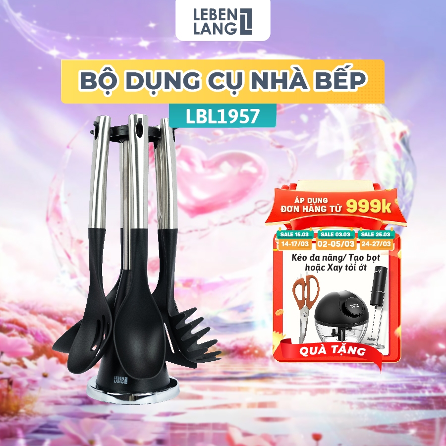 Bộ Dụng Cụ Nhà Bếp Lebenlang LBL1957, 6 Món Nylon66 Inox 201 Chịu Nhiệt 210°C - hàng chính hãng