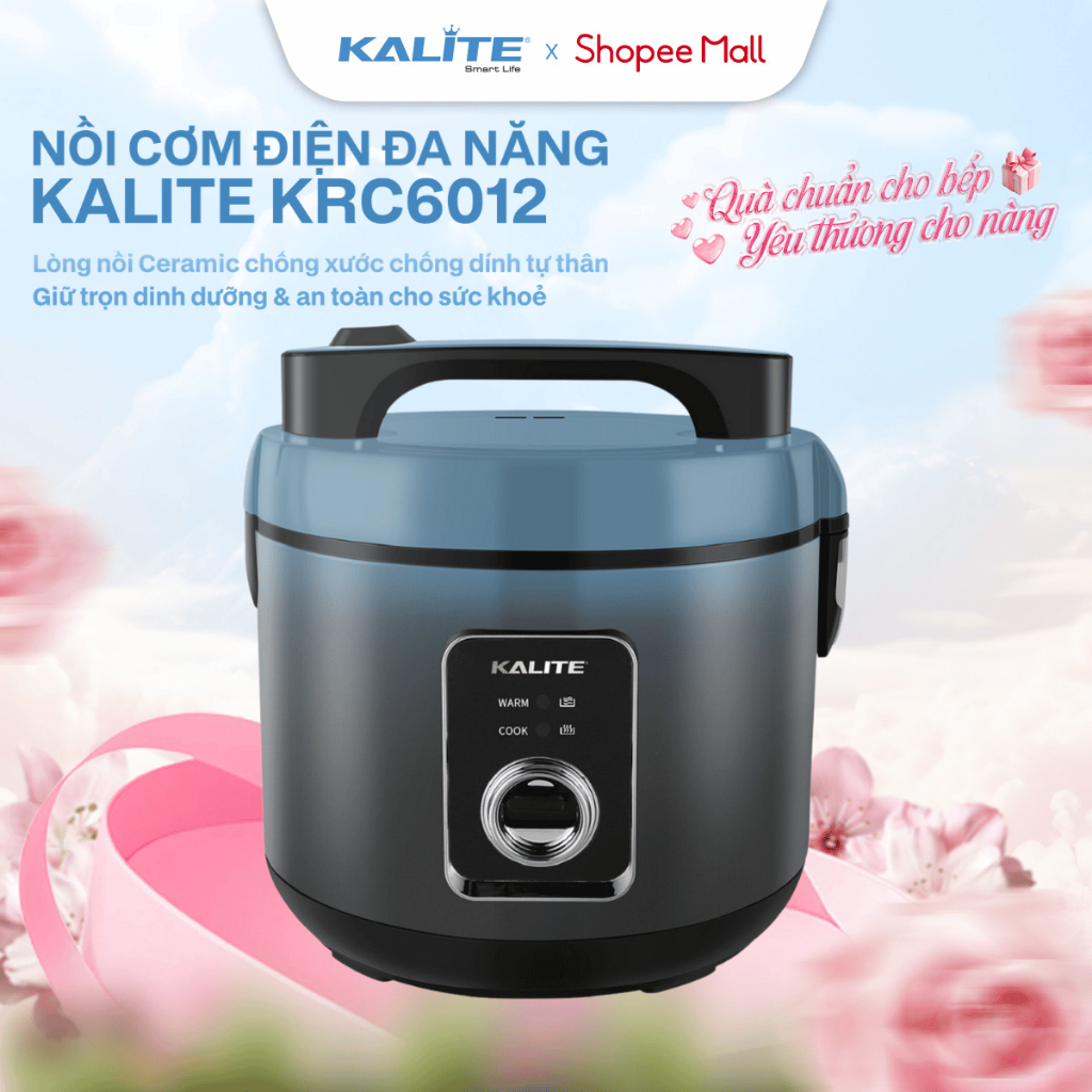 Nồi cơm điện KALITE KRC6018, lòng nồi ceramic cao cấp, Lòng nồi dạng niêu 5 lớp, đa chức năng nấu, d