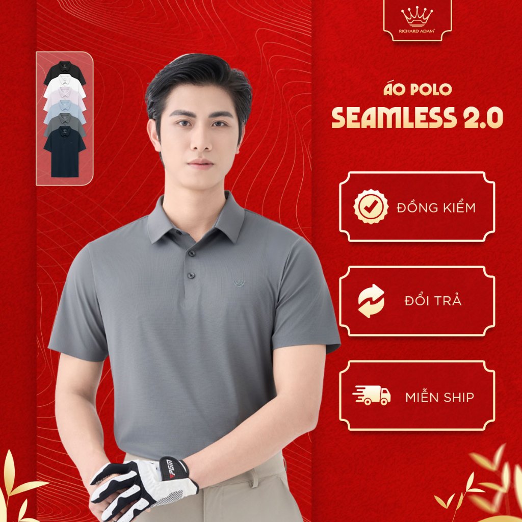 Áo Polo Nam Richard Adam Seamless Không Đường May, Vải Thun Lạnh Mềm Mại, Co Giãn Thoải Mái PL290624