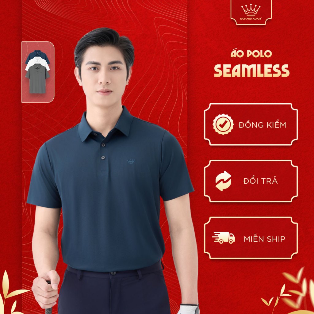 Áo Polo Nam Richard Adam Seamless Thun Lạnh Co Giãn, Thoáng Mát, Thấm Hút Tốt, Chống Nhăn PL250225