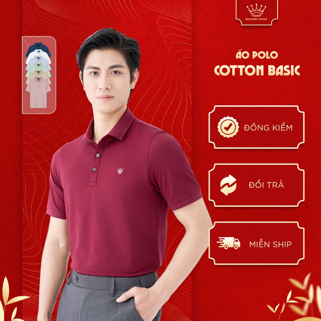 Áo Polo Nam Basic Richard Adam Vải Cotton Mềm, Thoáng Mát, Co Giãn Tốt, Phom Regular PL010621